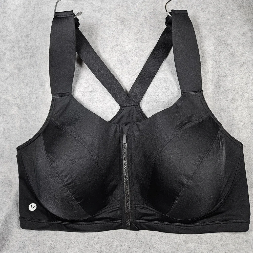 LIVI Lane Bryant Black Max Support Sports Bra High Impact Workout Sz 46F READ